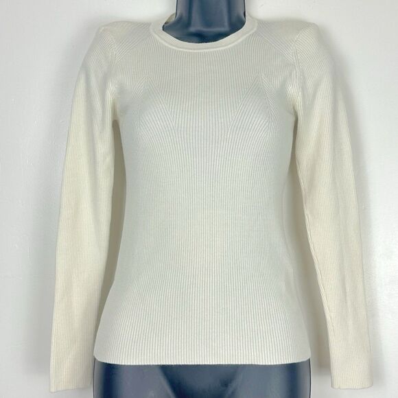 Sandro Women's Size 1 Temps Ribbed Sweater Ivory US S - Picture 1 of 11